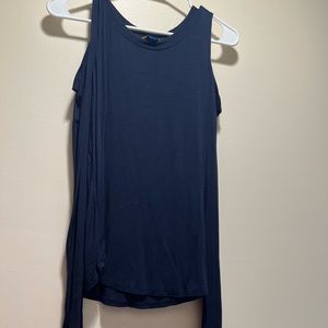 Medium blue cold shoulder top